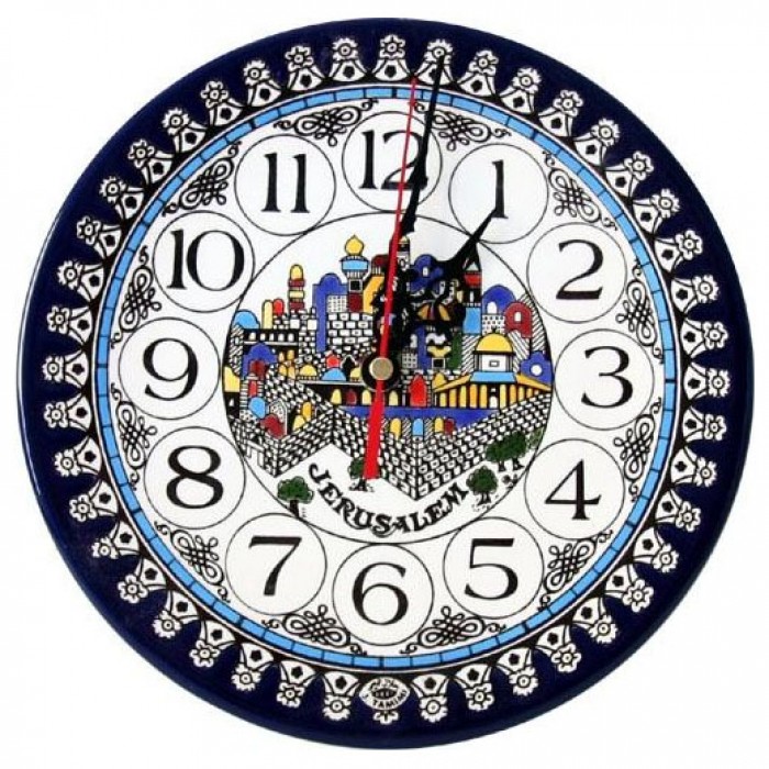 Armenian Ceramic Clock with Jerusalem Design