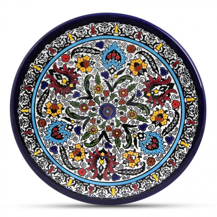 Armenian Ceramic Plate with Armenian Tulip Ornamental Flower Motif