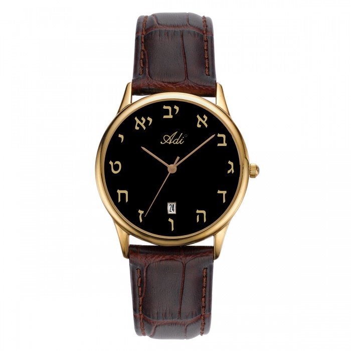  Gold-Plated Watch With Hebrew Letters by Adi Watches