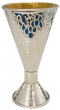 Kiddush Cup in Sterling Silver with Blue Enamel Grapevines by Nadav Art