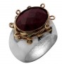 Sterling Silver Ring with Ruby & Gold Plated String Frame by Rafael Jewelry