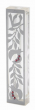 Clear Mezuzah with Silver Pomegranate Decoration & Red Gems