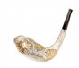 Polished Ram's Horn with Silver Sleeve & Lion's Head Detailing by Barsheshet-Ribak
