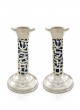 Sterling Silver Candlestick with Blue Enamel by Nadav Art