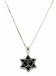 Star of David Necklace with Temple Menorah in Sterling Silver and Onyx