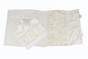Women’s Tallit Set in White Polyester with Gold Leaf Embroidery 