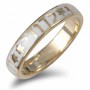 14K Yellow Gold and White Enamel Ring Ani Ledodi  with Stars of David