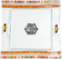 Glass Matzah Plate with Bright Floral Decorations