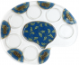 Glass Palette Seder Plate with Blue and Green Flowers and Metal Plaques