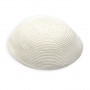 Simple Pure White Knitted Kippah with Basic Stitching Pattern