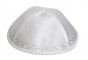 White Terylene Kippah with Silver Ovals and Four Sections