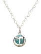 Necklace with Round Turquoise Pendant and Hebrew Chai