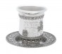 Nickel Kiddush Cup with Plastic Insert, Hebrew Text and Grapes