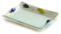 Glass Serving Tray with Bright Blue Tulip Decor