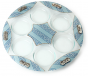 Glass Passover Seder Plate with White and Blue Decor