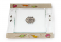 Glass Matzo Plate with Polka Dot Flower Design