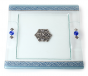 Glass Matzo Plate with White and Blue Print