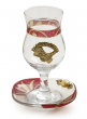 Glass Miriam Cup Set with Red and Gold Motif