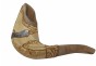 Ram Horn Shofar with Jerusalem Depiction and White and Gold Sleeve