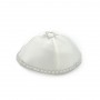 Satin White Kippah with Silver Embroidery
