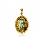 Oval Hamsa Pendent with Ancient Roman Glass in 14k Gold