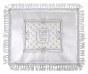 White Challah Cover with Fringes, Hebrew Text and Diamond Pattern in Silver