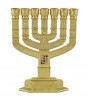 Gold Plated Seven Branch Menorah with Hoshen Stones and Jerusalem Sites