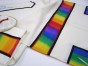 White & Rainbow Colored Tallit by Galilee Silks