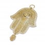 Brass Hamsa with Gold Mosaic and Hanging Hamsa Charm