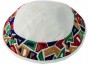 Yair Emanuel Kippah with Colorful Geometric Design in Red, Green, Yellow & Blue