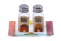 Glass Salt and Pepper Shaker Set for Shabbat with Jerusalem Theme and Floral Pattern