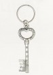 Silver Skeleton Key Keychain with English Text and Good Luck Symbols