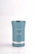 Teal Aluminum Kiddush Cup with Silver Hebrew Text and Stripe