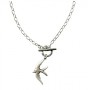 Silver Necklace with Toggle Clasp & Bird Pendant