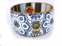 Blue and White Bangle Bracelet with Hamsa, Floral Pattern and Beads