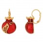 Lever-back Earrings shaped in Pomegranate with Garnet Stones