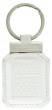 Keychain in White Leather with Text 'Tehilim' and Diamond Pattern