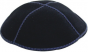 Suede Kippah in Navy in Sections with Stitching 
