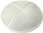 Suede Off-White Kippah with Four Sections in 14 cm