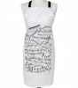 White Cotton Apron with Musical Notes in Black