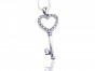 Key Charm Heart Pendant with Hebrew Letter 'Pey'