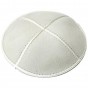 Suede Off-White Kippah with Four Sections in 16 cm