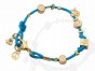 Bracelet in Blue Silk with 24k Gold Plated Charms in 18cm
