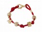 Bracelet in Red Silk with 24k Gold Plated Charms in 18cm