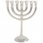 Elegant Seven-Branched Aluminum Menorah With Hammered Finish