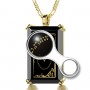 Gold Plated and Onyx Tablet Necklace for Men with Micro-Inscribed Shema Inside Star of David