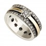 Sterling Silver Star of David Ring with 9K Gold Middle Band